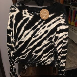 NWT Sundown by Splendid Zebra striped cropped sweatshirt - Junior’s size Large